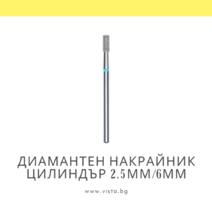 Професионален диамантен накрайник цилиндър 2.5мм/6мм, синя насечка Staleks Expert FA20B025/6